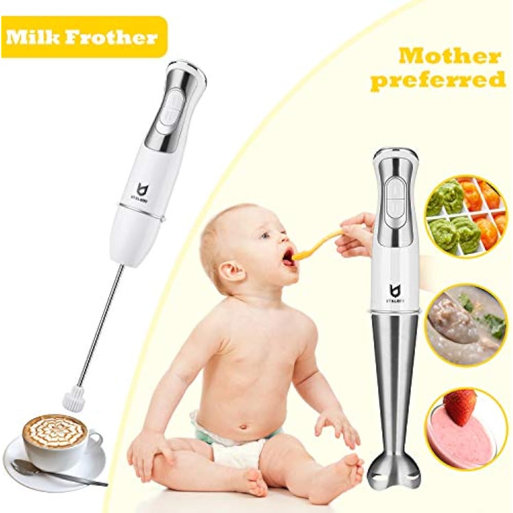 Hand Blenders Immersion Blender, 3in1 8Speed Stick With Milk Frother