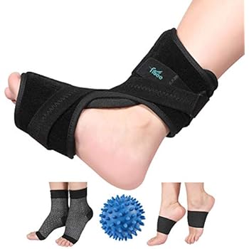 Plantar Fasciitis Night Splint for Plantar Fasciitis Pain Relief Sleep Support, Adjustable Dorsal Drop Foot Orthotic Brace for Women and Men Fits Right or Left Foot with Arch Support Socks