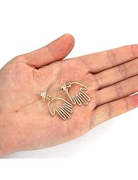 Top Plaza - Pendientes de gota con forma de mano para mujer o adolescente, metal común, ATPUS69292