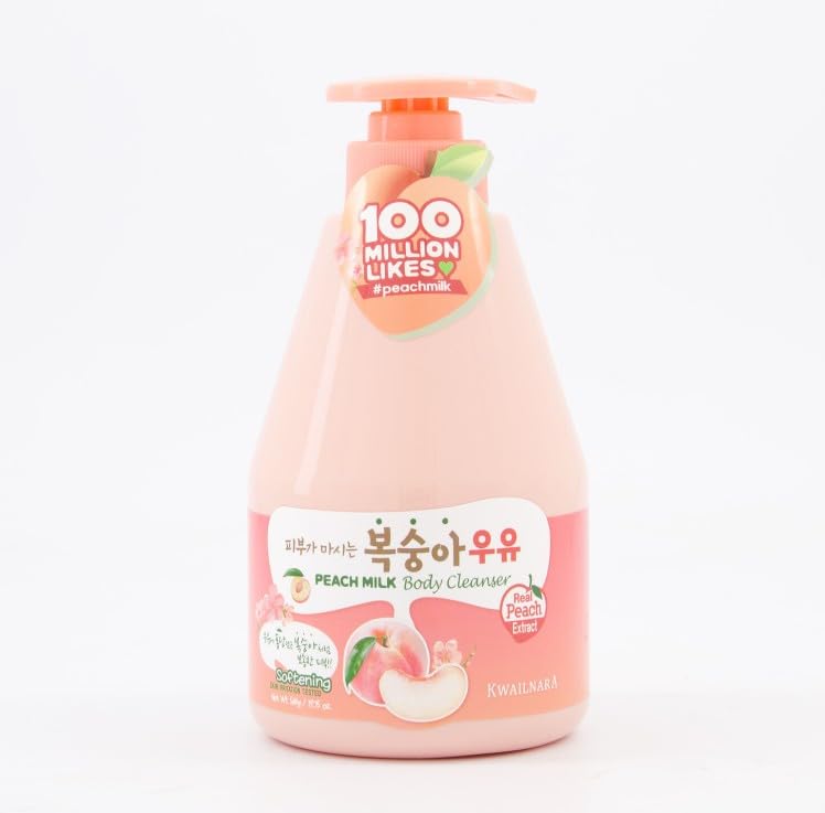 KWAILNARA Peach Milk Softening Body Cleanser 560g – Nourishing Korean Shower Gel with Peach Milk Extract – Moisturising & Refreshing Body Wash for Smooth, Soft Skin – Pack of 1