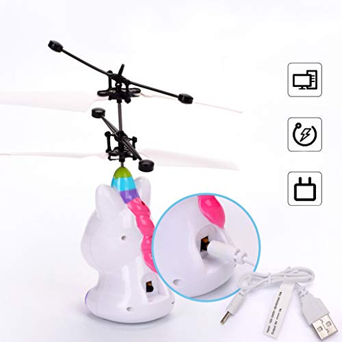 Aobiny Flying Mini RC Infraed Induction The Robot Flashing Light Toys for 6 Year Old Boys Girls Kids ,Mini Remote Controlled Robot for Birthday Holiday Xmas Gift (B)