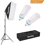 1350W Photography Continuous Softbox Lighting Kit by MOUNTDOG 20"X28" Professional Photo Studio Equipment with 2pcs E27 Socket 5500K Video Lighting Bulb for Filming Portraits Shoot