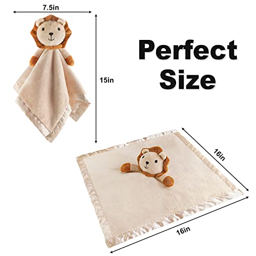 Pro Goleem Lion Security Blanket, Soft Lovey Unisex Lovie Baby Gift for Newborn Boys and Girls Snuggle Toy Stuffed Animal 16 Inch