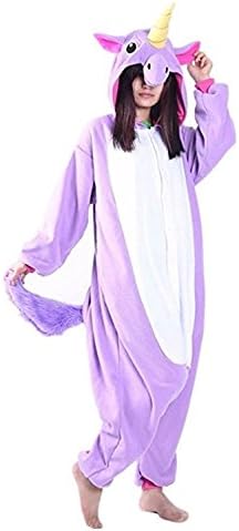 Halloween Pajamas Unicorn OnePiece Onesie Cosplay Costumes Animal Outfit Loungewear, Purple, Size S for 59-62" height