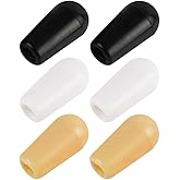 FLEOR Pack of 6 Plastic Thread 3 Way Toggle Switch Tip Guitar Pickup Switch Tip Cap 4MM,2pcs Black+2pcs White+2pcs Yellow