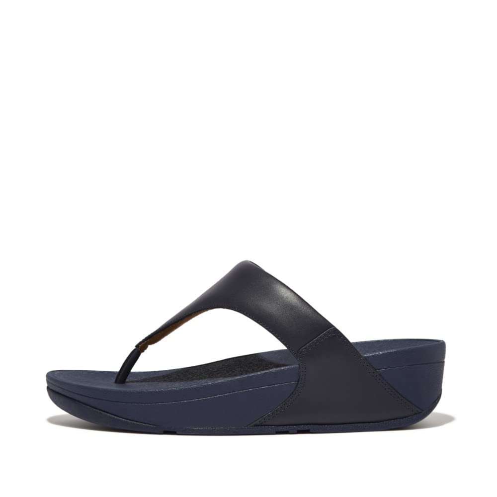 FitFlop Lulu Leather Toe-Post Sandals, Color: Deepest Blue, Size: 9 (I88-A15-070) Image