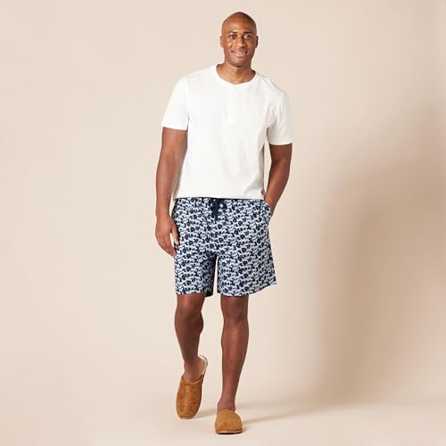 AMAZON ESSENTIALS MEN’S COTTON POPLIN PAJAMA SHORTS – DISCONTINUED COLORS, PACK OF 2, DUSTY BLUE/ZEBRA, 4X-LARGE BIG TALL