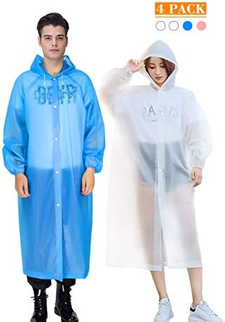 GYORGKSHI Rain Ponchos for Adults/Kids, 4 Pack Reusable EVA Raincoat with Hood and Sleeves, Perfect Disney Outdoor Activities