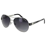 Guess Womens GF0290 Wire Rim Aviator Fashion Sunglasses, Silver/Grey