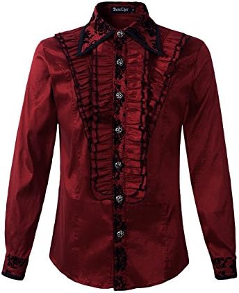 Mens Gothic Shirt Top Vampire Steampunk VTG Regency Aristocrat