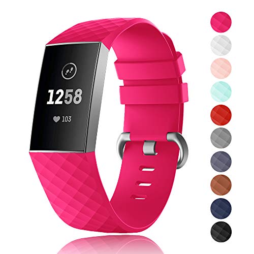 B. SHINE Watch Bands for Fitbit Charge 3, Waterproof Replacement Wrist Bands Adjustable Sport Soft Silicone Band Wristband for Men Women Large Small, Multi Color