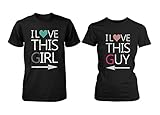 Cute His and Hers Matching Couple T-Shirts - I Love This Guy and Girl