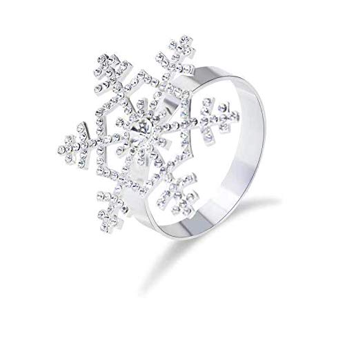 image for Elehere Snowflake Napkin Rings Set of 12 for Christmas, Holidays, Dinn