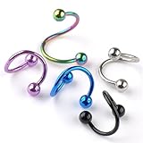 JOVIVI® 16g Stainless Steel Flexo Twist Helix Cartilage Ring Earring Piercing 5pcs