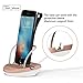 Office Base Compatible for i-Phone Charger Dock Desktop Charging Stand Station (Supports Cases 0-2mm) (White & Rose Gold)