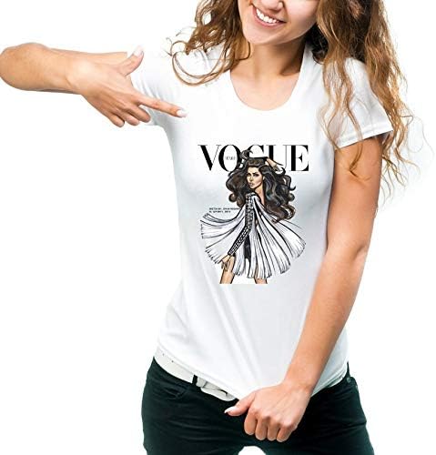 Printed Short-Sleeved Slim t-Shirt European and American White T-Shirt Women's Clothing