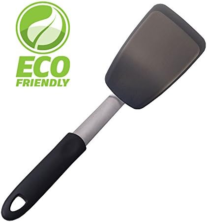 Silicone Flexible Flat Black Turner Spatula High Heat Pro-Grade Silicone Eco Friendly Non-stick Cookware