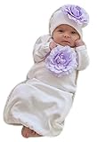 Candy Shop Kids Baby Girls' Flower Gown and Hat Set 0-3 months White/Lavender