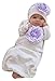 Candy Shop Kids Baby Girls' Flower Gown and Hat Set 0-3 months White/Lavender