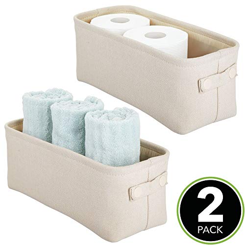 mDesign Soft Cotton Fabric Bathroom Storage Bin with Attached Handles ...