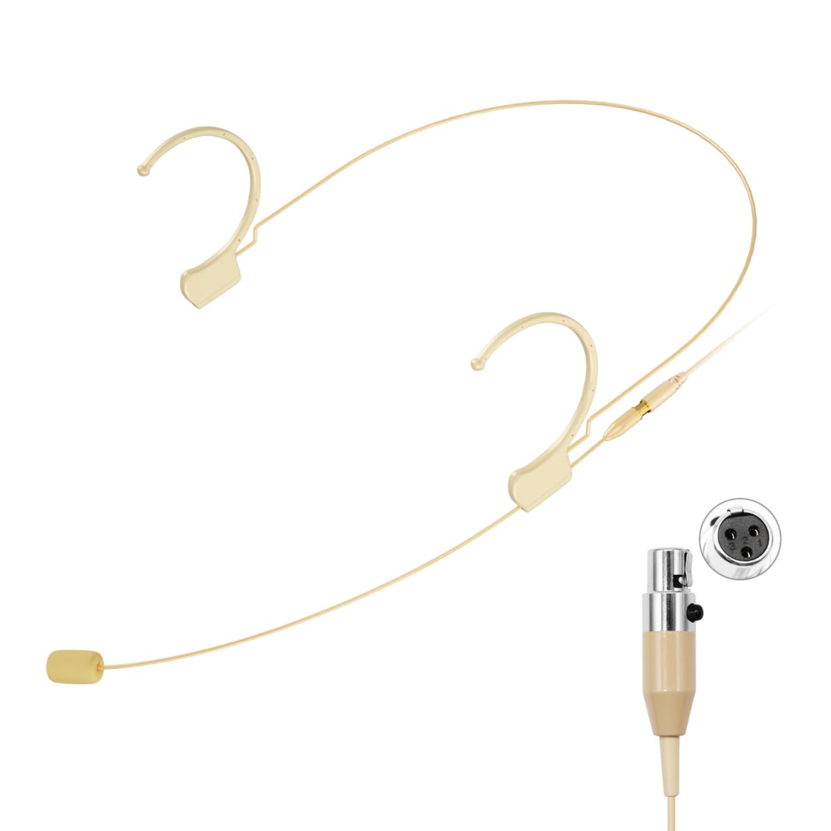 KIMAFUN Beige Headset Microphone, Pro Over-Ear Condenser Headworn Mic Compatible with AKG Wireless Bodypack Transmitters, Ideal for Stage Performances, Hosting, Teaching, Public Speaking, HC-810