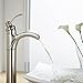 BWE Vessel Sink Faucet Brushed Nickel Waterfall Single Hole Commercial Bathroom Sink Faucets & Parts Supply Hose Single Handle Bath Lavatory Vanity Sink Mixer Tap