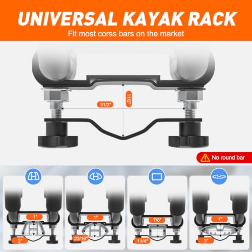 Telakeni 2 Pairs Kayak Carrier Racks, Universal Cars Kayak Canoe Roof Rack for SUV, Jeeps