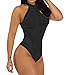 Womens Sexy Boho Lace Halter Sleeveless Bodysuit Tops (Small, Black)
