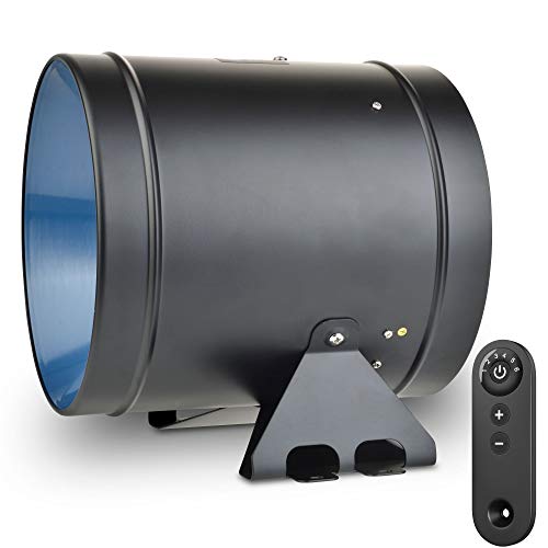 TerraBloom ECMF-150-R, Quiet 6" Inline Duct Fan with Wireless Remote Speed Controller, Air Tight Metal Casing, Energy Efficient EC Motor. Heating and Cooling Booster and Exhaust Blower for Growing