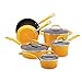 Rachael Ray Classic Brights Hard Enamel Nonstick 10-Piece Cookware Set, Yellow