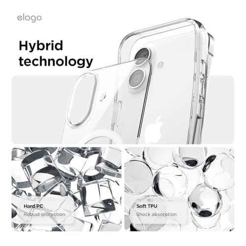 elago Funda Magnética Híbrida Transparente para iPhone 17 6,3'' - Compatible con MagSafe, Tecnología PC+TPU, Cristal Claro, Funda Protectora Antigolpes, Perfil Delgado (Clear)