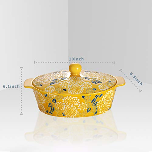 Jemirry Ceramic Casserole Dish With Lid, Lasagna Pans For Cooking, Oval