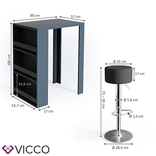 Vicco Bartisch Bar Weiß Anthrazit Tresen Bartresen Stehtisch Tisch Tresentisch Bistrotisch Küche mit 3 extra Fächern… – Bild 4