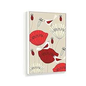 Framed Canvas Wall Art for Living Room, Bedroom Chinese Ink Birds and Flowers Canvas Prints for Home Decoration Ready to Hanging - 16x24 inches