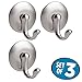 mDesign AFFIXX, Peel-and-Stick Adhesive Storage Hook for Dish Hand Towels, Keys, Coats, Hats - Set of 3, Brushed Nickel