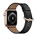 OUHENG Compatible with Apple Watch Band 38mm 40mm, Women Genuine Leather Band Replacement Strap Compatible with iWatch Series 5 4 3 2 1 40mm 38mm, Black Band + Rose Gold Adapter