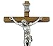Brown Wooden Cross with Silver Toned Christ Corpus Crucifix Pendant, 4 3/4 Inch