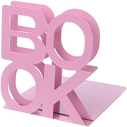 1 Pair Cute Fashion Book Style Nonskid Library School Office Home Study Kitchen Art Metal Bookends Art Bookend Kitchen Book Shelf Decoration Birthday Christmas Gift Ideal (Pink)