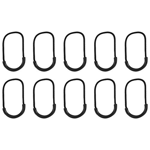 Filfeel Zipper Pulls, 10pcs Black Plastic EDC Smile-Style Cord Rope for Clothing Bag Accessories