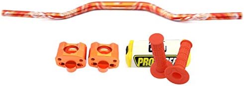 ZJTG METAL 1 1/8 MOTORCYCLE FAT BARS 28MM OVERSIZE HANDLEBARS GRIPS Bar Risers BAR PAD OFF ROAD MOTORCYCLE RACING Dirt Bike orange
