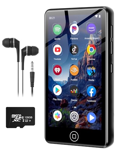 MP3 Player Spotify with Bluetooth WiFi, AGXOV MP3 Player Android with 4.02 Inch Touch Screen, 144GB MP4 Player Compatible with FM Radio, Amazon Music, Deezer, Pandora and the Play Store, Black