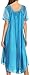Sakkas 17604 - Myani Two Tone Embroidered Sheer Cap Sleeve Caftan Long Dress | Cover Up - Turq - OS