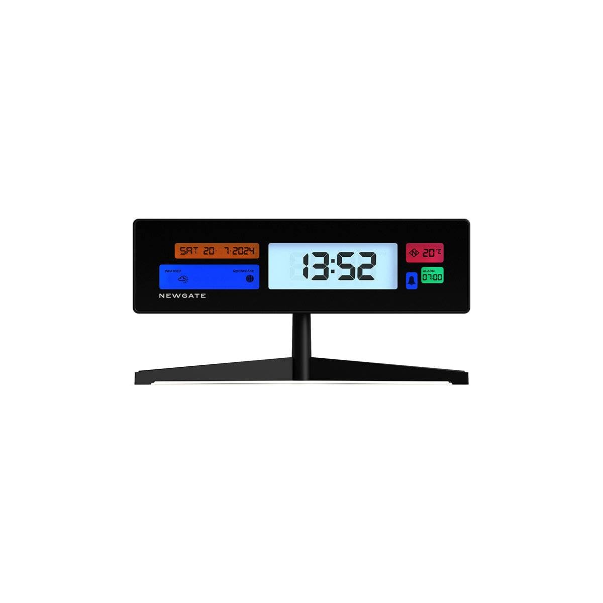 NEWGATE® Supergenius alarm clock | Retro rectangular digital LCD clock | Black | Ideal for bedside, desk or shelf | Retro bedroom & office accessory