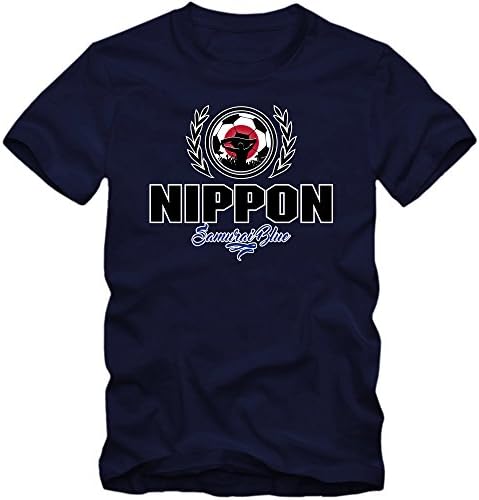 Football Japan V2 T-Shirt | Football vs. Soccer | Men | Jersey | Samurai Blue | National Team, Colour:Dark Blue (French Navy);Size:Small Apparel