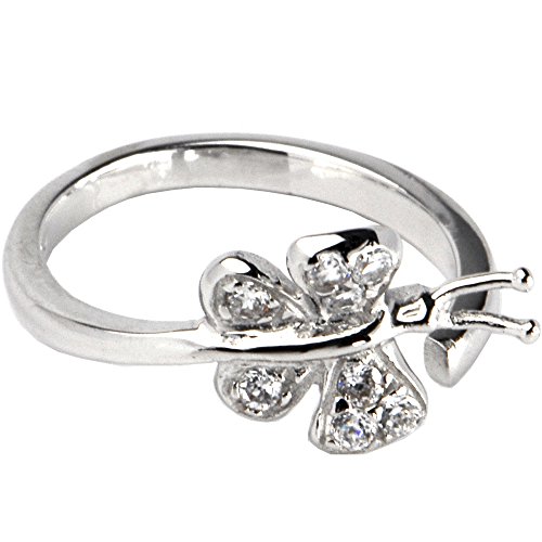 925 Sterling Silver Cubic Zirconia Paved Butterfly Toe Ring