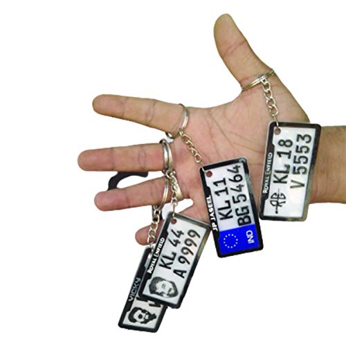 Customised Number Plate Keychain (Black and White)