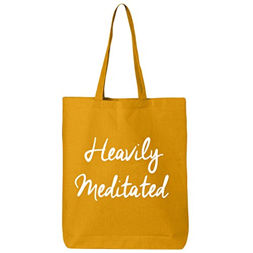Heavily Meditated Cotton Canvas Tote Bag in Gold - One Size