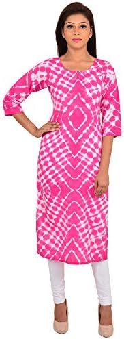 Shree Ram Impex Jaipuri Tie &amp; Dye Pure Cotton Tunic, Top, Kurti - Pink