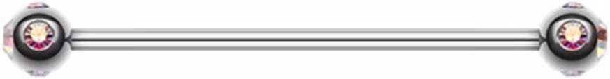 Aurora Gem Ball Industrial Barbell (14 GA, L: 32mm, Ball Size: 6mm, Aurora Borealis)