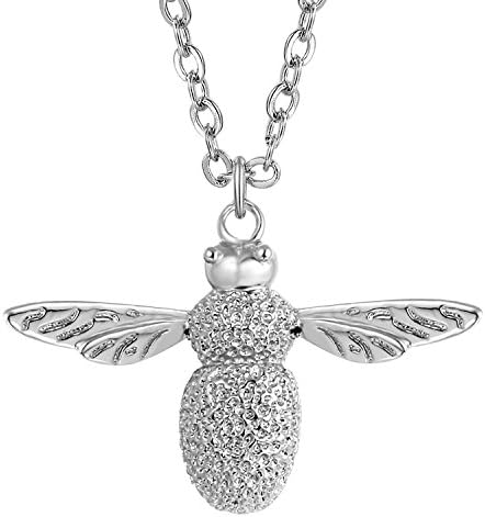 Fancilla Gold/White Gold Plated Bumble Bee Pendant Necklace Women Jewellery with Textured Wing and Delicate Body-Details, 18 inch
